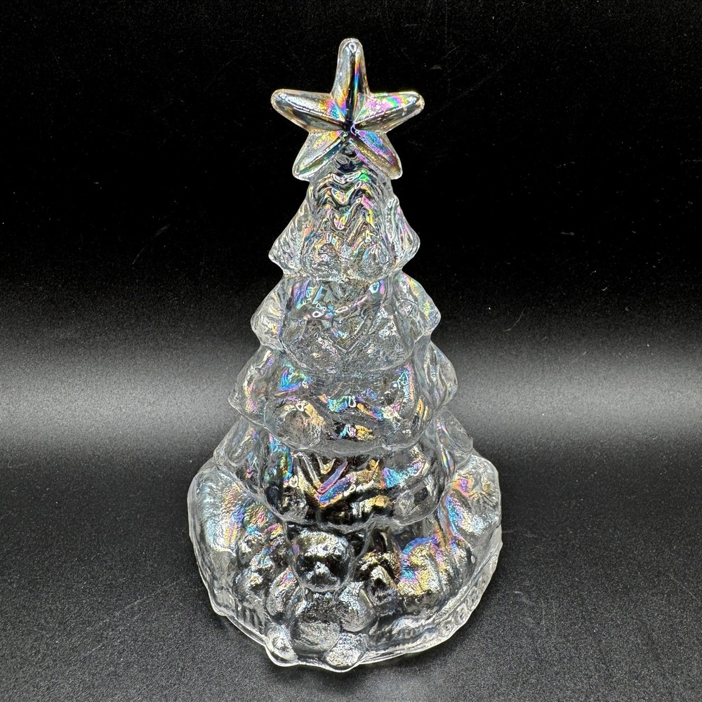Vintage Iridescent Carnival Glass Christmas Tree Teddy Bear Train Star Decor